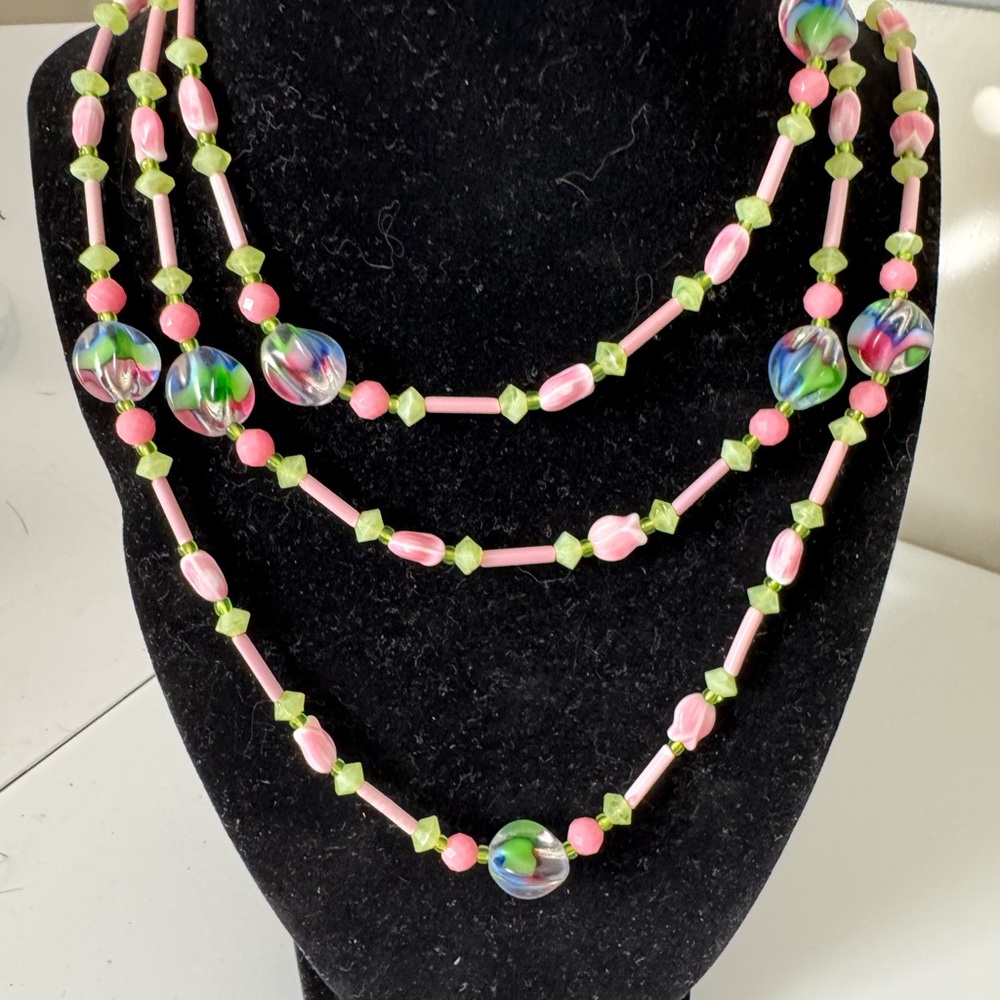 Vintage Glass Bead Xtra Long Wrap Necklace. Approximately 52”